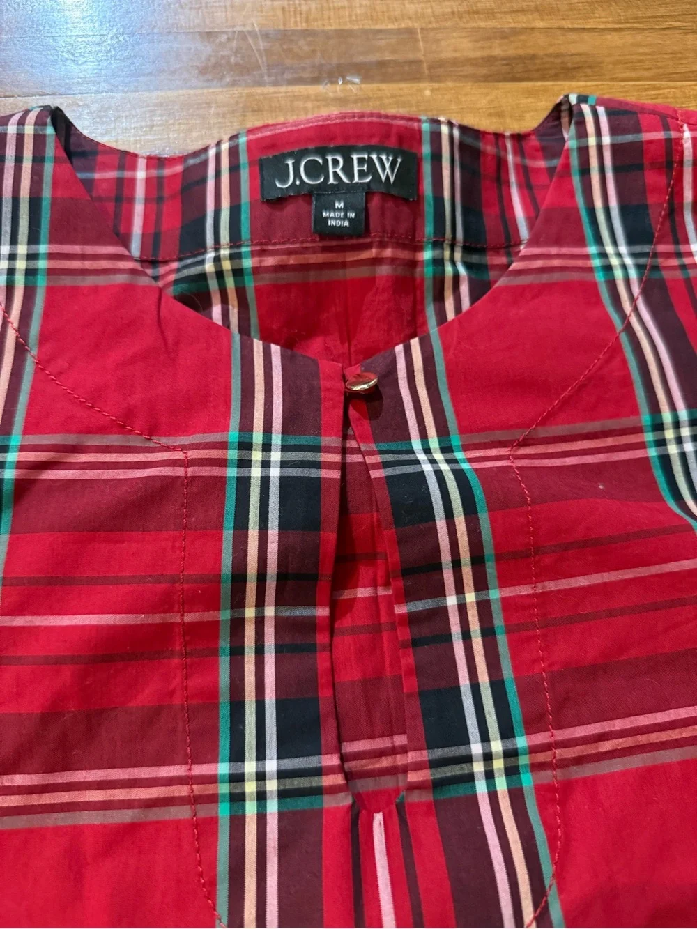 j crew christmas plaid Blouse Shirt sz Med (g15)